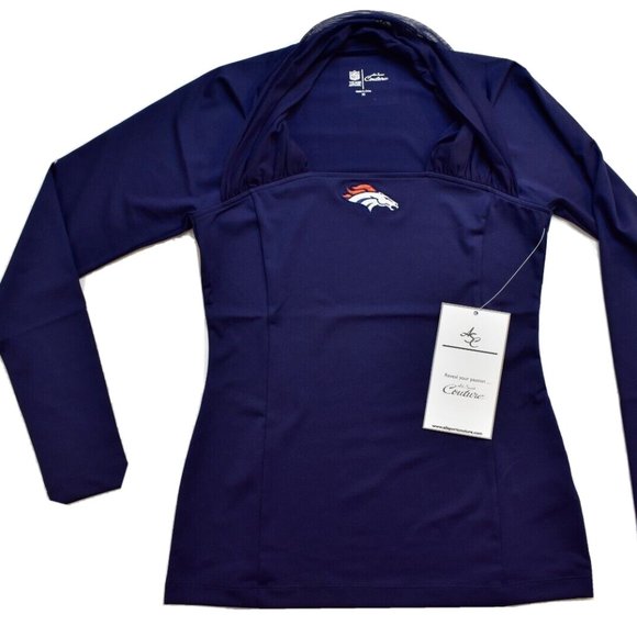 All Sport Couture NFL Womens Denver Broncos Red Zone Blue Shirt New With Tags - Picture 5 of 6